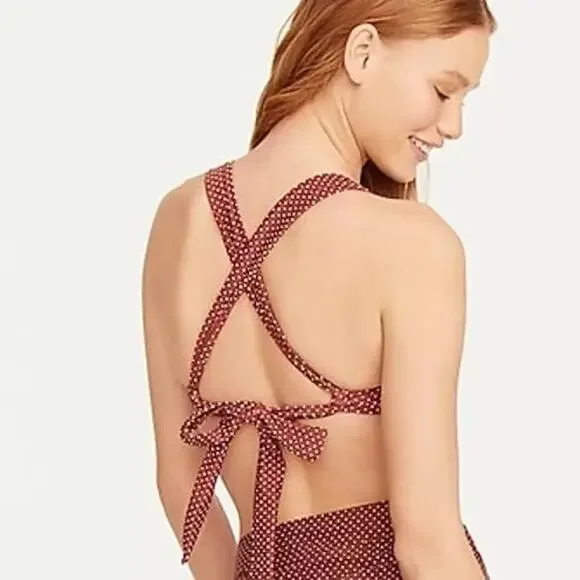 J. Crew Ruched Underwire Bikini Top Polka Dot Size 42DD NWT